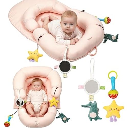 2-in-1 Tummy Time Baby Mat & Seated Support Cushion,Tummy Time Cushion