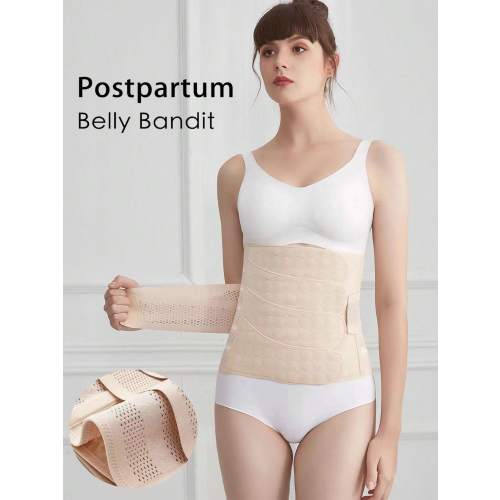 1pc Apricot-Color 4 Adjustable Fasteners Postpartum Belly Wrap, Suitable For Postpartum Mothers (Both Vaginal And Cesarean Delivery) To Wear For Tummy Control