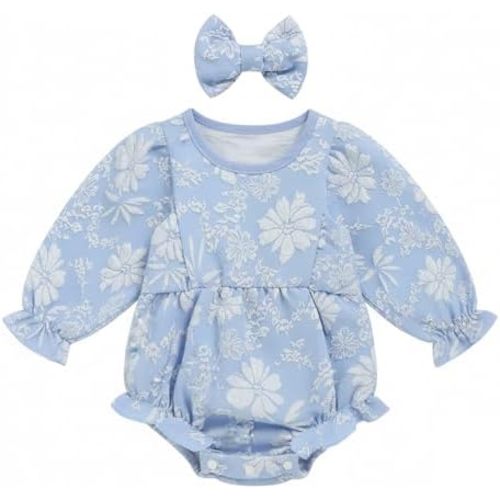 Baby Girl Fall Outfits Newborn Girl Clothes Long Sleeve Baby Girl Romper Cute Bubble Infant Floral One Piece Jumpsuit