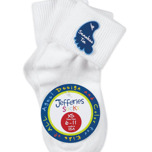 Jefferies Socks Girls and Boys Seamless Smooth Toe Turn Cuff Socks 3 Pair