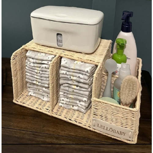 LELLOBABY™ X Hampton BABY - Deluxe Rattan Diaper Caddy