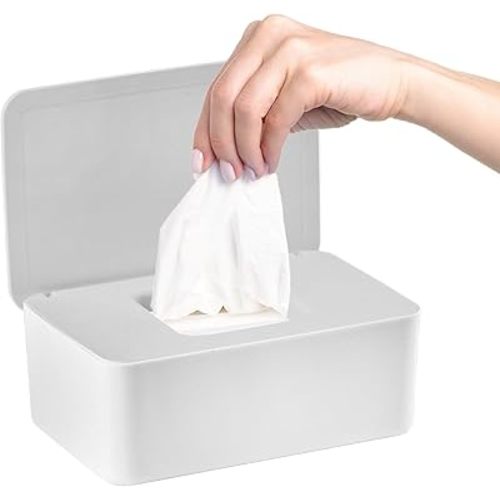 1 Pcs Diaper Wipes Dispenser, Refillable Wipe Container, Wipe Container with Sealing Design Lid, Keep Wipes Fresh,Wet Wipes Cases (Gray)