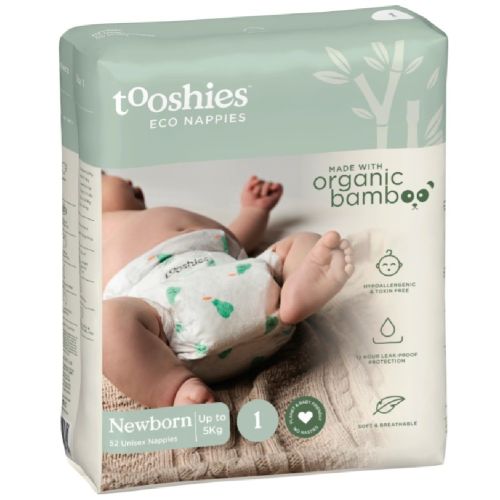 Tooshies Eco Nappies Size 1 Newborn 52 Pack