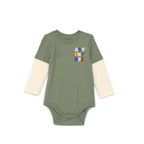 Garanimals Baby Boy Layered Look Bodysuit with Long Sleeves, Sizes 0M-24M