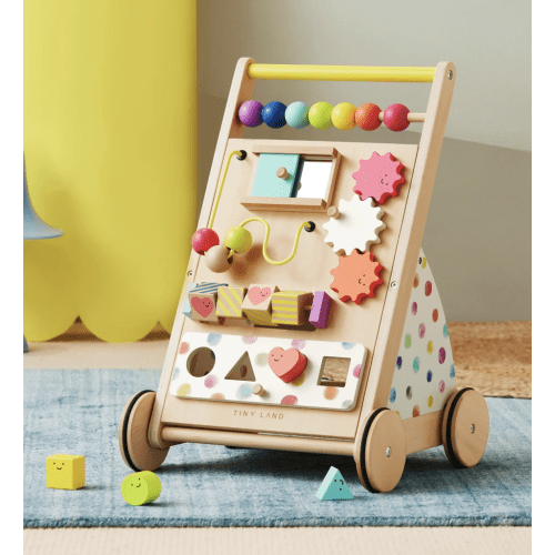 Tiny Land® Premium Natural Wooden Activity Walker - Rainbow