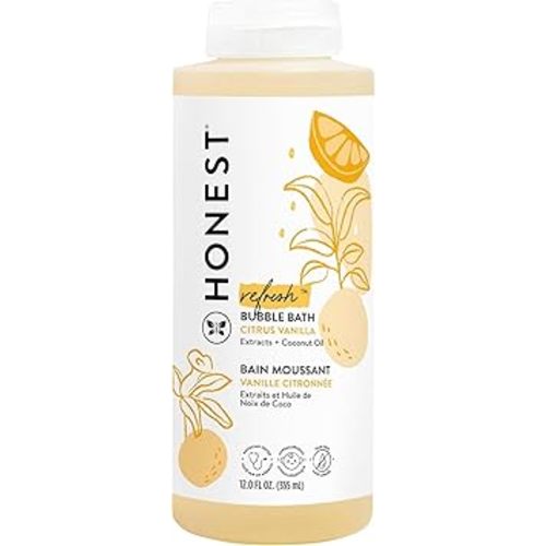 The Honest Company Foaming Bubble Bath, Naturally Derived, Tear-free, Hypoallergenic, Citrus Vanilla Refresh, 12 fl oz