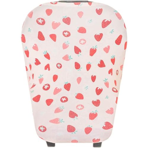 Copper Pearl Multi-Use Cover: Car Seat Covers, Nursing Cover, and Stroller Cover for Sun - Stretchy Fabric, All-Season Use, Stylish Designs, Easy Access for Moms - Strawberry
