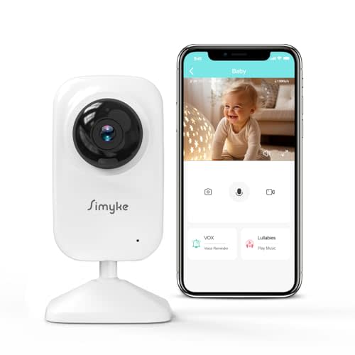 Simyke Video Baby Monitor Add-on Camera Compatible with BME28 Baby Monitor,Night Vision,1200ft Long Range,2 Way Talk,Auto Night Vision,App or Add Display Control,5 Lullabies Feeding Remind,Home Use