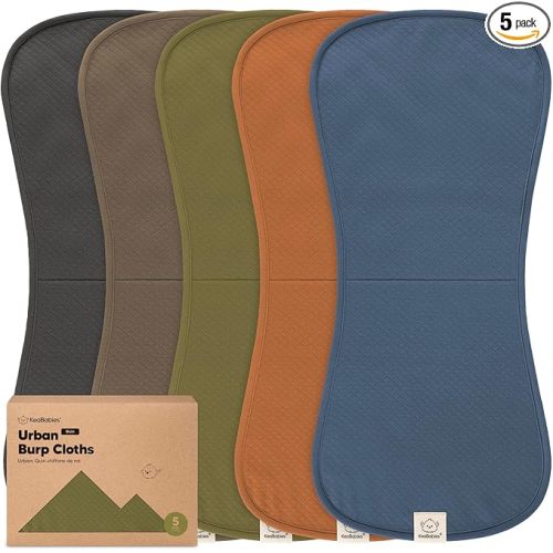 KeaBabies 5-Pack Organic Burp Cloths Baby Girl, Boy - Extra Large, Absorbent Baby Burp Cloths, Soft Burping Cloths for Babies, Newborn Burp Clothes, Cotton Burp Rags, Thick Burp Cloth (Basic/Quin)