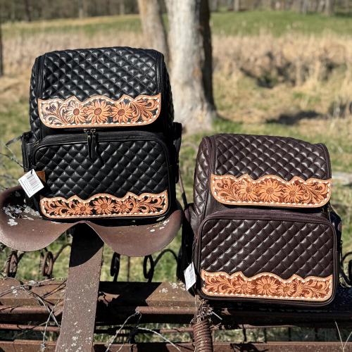 High Quality Genuine Western Cowhide Leather Backpack Diaper Bag Personal Item carry-on luggage