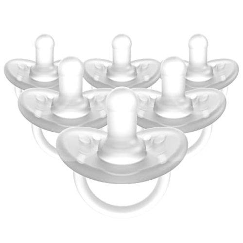 Evenflo Feeding Balance Plus Stage 1 Cylindrical Baby, Newborn and Infant Pacifier - Developed with Pediatric Feeding Specialists - 0 to 6 Months - Clear - (Pack of 6)