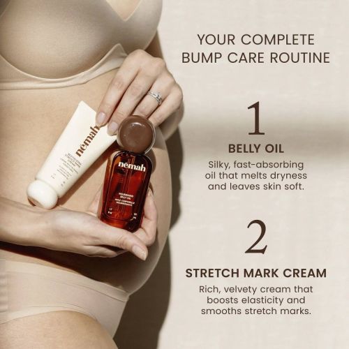 Nemah Pregnancy Essentials Belly Oil + Stretch Mark Cream Maternal Skincare Gift Set - 3.4 fl oz/2ct