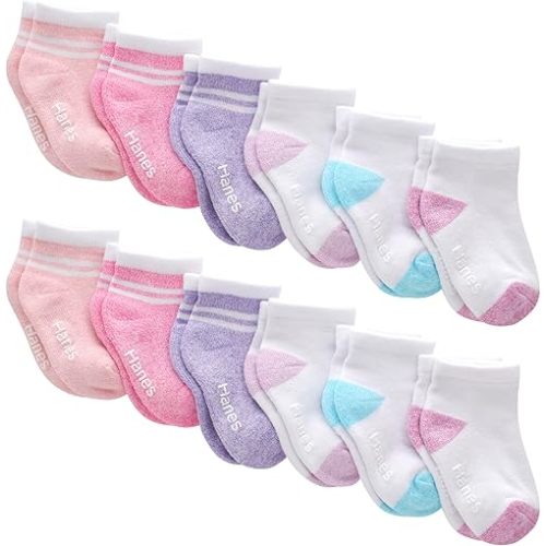 Hanes unisex-baby And Toddler Socks, Non-slip Grip Ankle Socks, Boys' and Girls', Multipacks