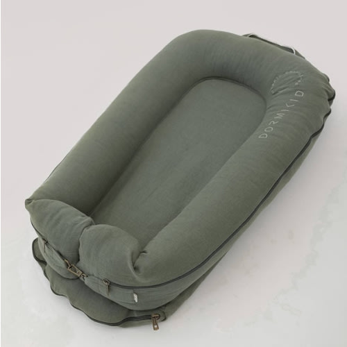 Linen Cover Deluxe+ for Docks • 100% Organic Premium Quality Oeko-TEX Standard • Pure Breathable Replacement Soft Cover with Embroidery • Deluxe Plus • Cover Only • (Poudre waffle)