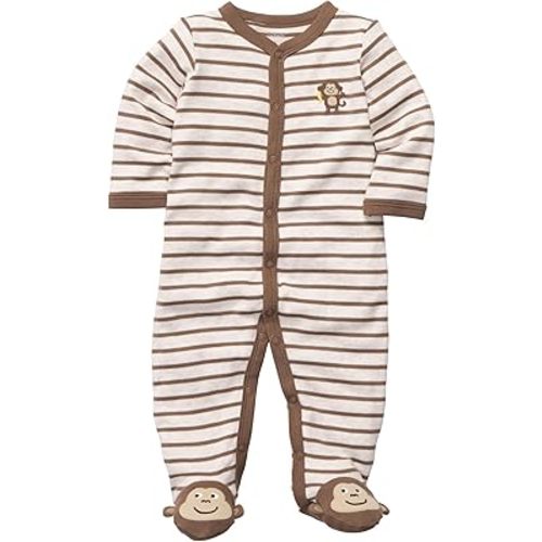 Carter's Striped Footie - Brown Monkey-6 Months