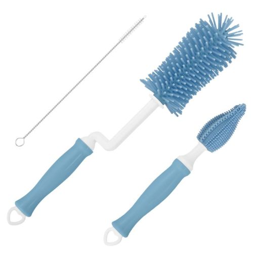 Unique Bargains Silicone 360 Rotation Curved Handle Bottle Cleaning Brush