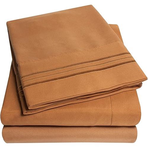 1500 Supreme Collection Full Sheet Sets Mocha Brown - Luxury Hotel Bed Sheets and Pillowcase Set for Full Mattress - Extra Soft, Elastic Corner Straps, Deep Pocket Sheets, Full Mocha Brown
