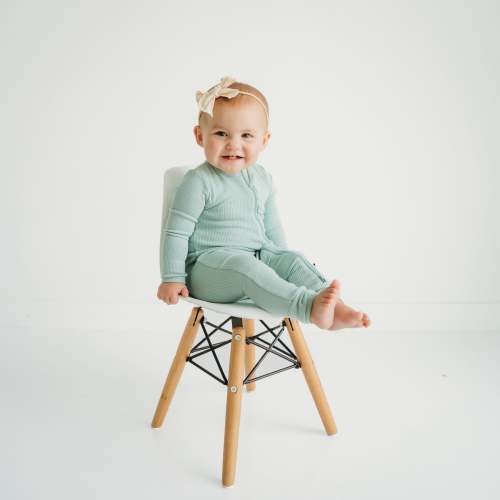 Ribbed Zipper Romper in Sage | Bamboo Romper | Kyte Baby