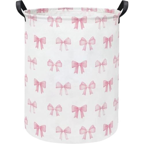 Baby Laundry Hamper kids laundry Basket Waterproof Storage Bin for Bedroom Clothes Organizer Basket Woodland Animals Room Décor(Bowknot)