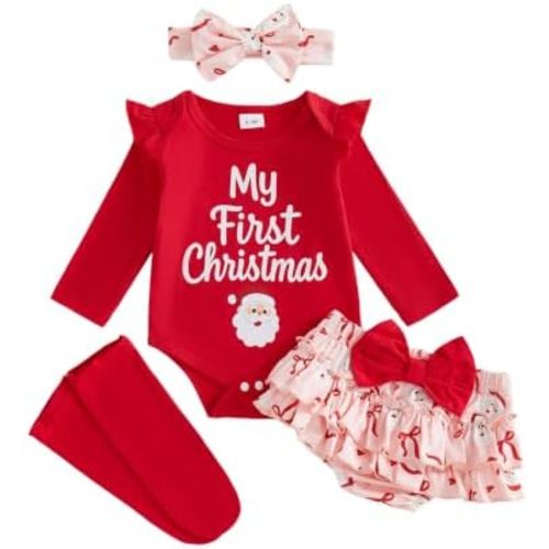 BeQeuewll Newborn Baby Girl Easter Outfit Bunny Clothes Romper+Bloomers Tutu Skirt+Socks+Headband Set First Easter Outfit