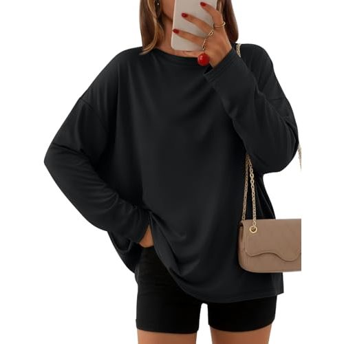 AUTOMET Women's Oversized Long Sleeve Shirts Fall Trendy Tops Fashion Gym Baggy Basic Casual Loose Fit Workout Y2k Clothes