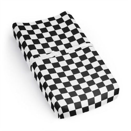 Sweet Jojo Designs Baby Boy, Girl, Unisex/Gender Neutral Changing Pad Sheet Gingham Checkered Plaid Black and White