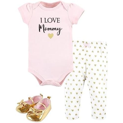Hudson Baby Baby Cotton Bodysuit, Pant and Shoe Set