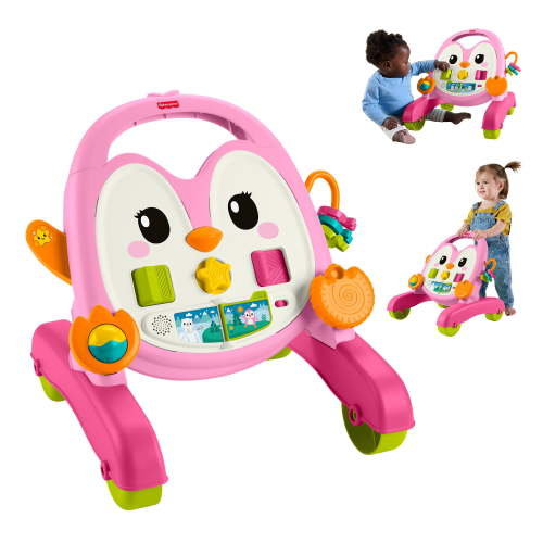 Fisher-Price 2-in-1 Musical Penguin Activity Walker, Pink, Baby to Toddler Push Along Toy
