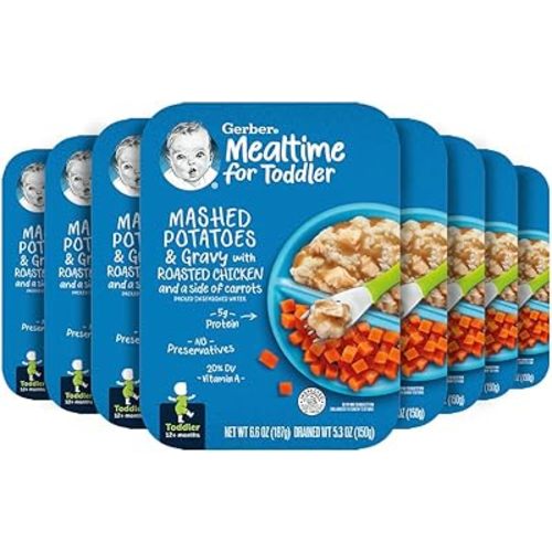 12mth+ Gerber Mealtime for Toddler Mashed Potatoes & Gravy with Roasted Chicken & Carrots, 6.6 Ounce (Pack of 8)