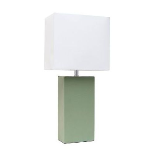 Elegant Designs Modern Leather Table Lamp Sage Green