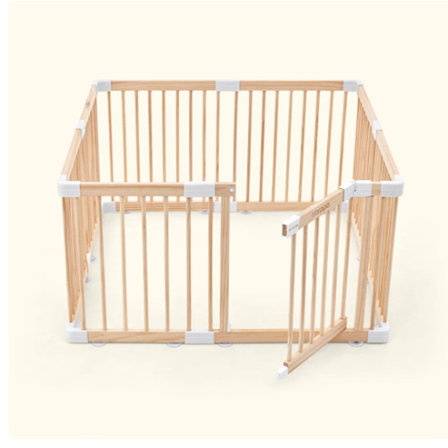 HARPPA Wooden Baby Gate Playpen | Non-Toxic Foldable DIY Adjustable Play Yard for Infants & Toddlers – Natural Finish Baby Fence for Small & Large Spaces