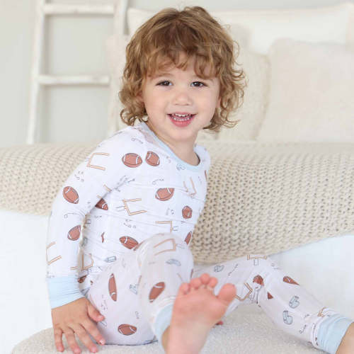 Tiny Touchdowns Two Piece Pajama Set | Neutral