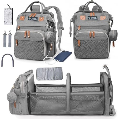 Diaper Bag with Changing Station - Baby Essentials Bag with Changing Pad, Stroller Straps & Pacifier Case Multifunction Diaper Bag for Mom - Baby Shower Gifts Travel Backpack for Newborn Essentials