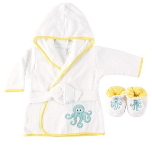 Luvable Friends Baby Unisex Cotton Terry Bathrobe, Octopus, One Size