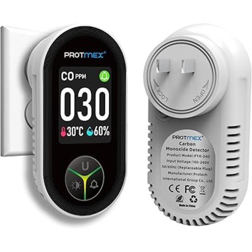 Protmex 3-in-1 Carbon Monoxide Detector Plug in Wall, Co Detector Monitor Air Quality with Temperature Humidity Sensor, Portable CO Meter Easy to Read & Install