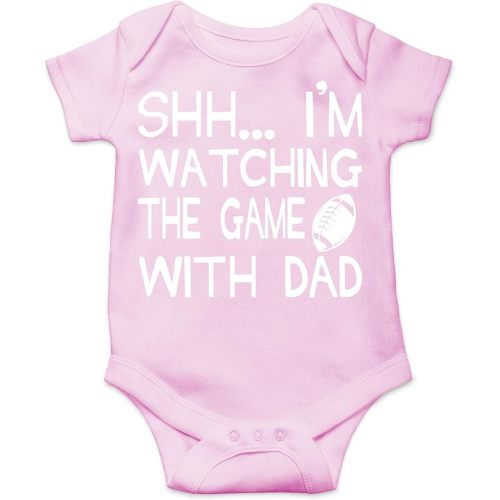 Shh... I'm Watching The Game With Dad - Sports Football Funny Baby Bodysuit