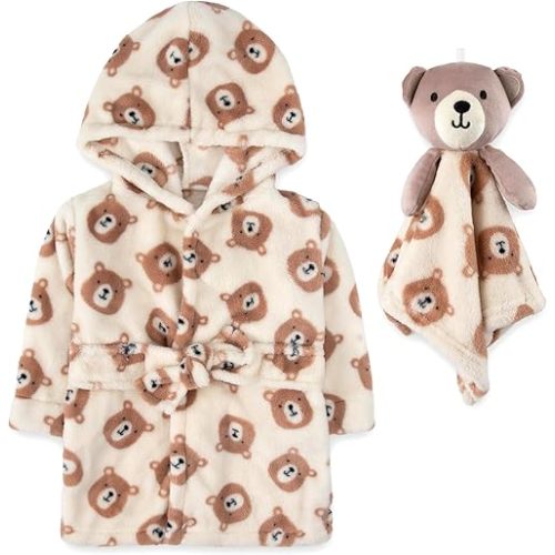 Baby Robe Set for Boys & Girls 0-9 Months - Hooded Robe & Lovey Gift Set