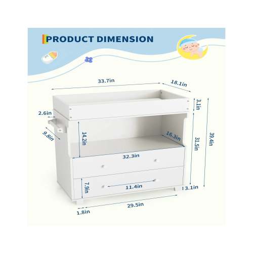 Changing Table Dresser - Natural