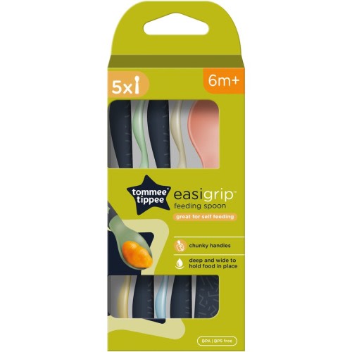Tommee Tippee Easigrip Self-Feeding Baby Weaning Spoons 6m+ 5 Pack
