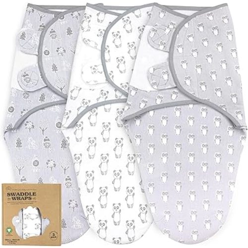Swaddles for Newborns – 3-Pack Infant Swaddles 0-3 Months – Adjustable Swaddle Sleep Sack – Soft 100% Cotton Baby Wrap for Safe & Cozy Sleep (Baby Pink-Lavender)