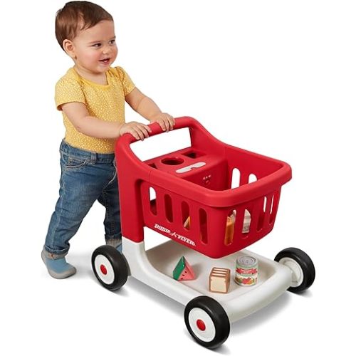 Baby Walker with Wheels, Baby Toys, Toddler Toys for 1 Year Old, Walkers, Radio Flyer Scan & Sort Shopping Cart with Lights & Sounds, Red, for Kids Ages 1+
