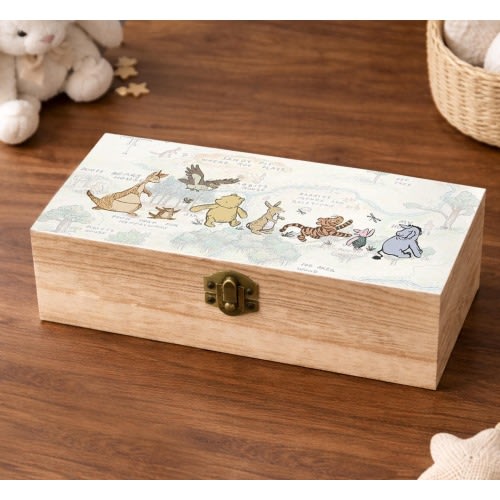 Vintage Winnie the Pooh Wooden Storage Baby Keepsake Box