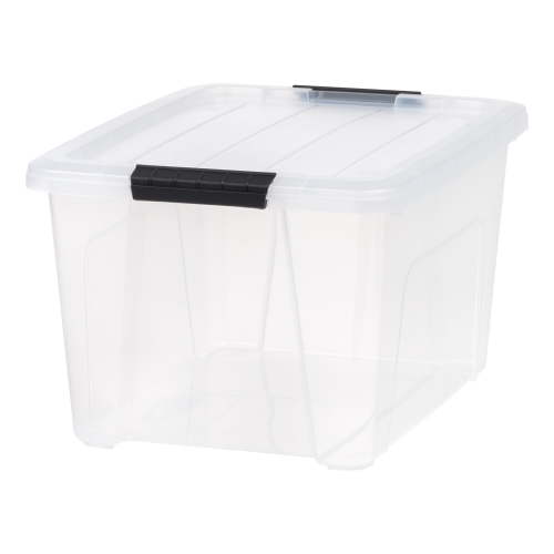 IRIS 32 Qt. Plastic Storage Bin with Lid, Stackable Storage Containers, Tote