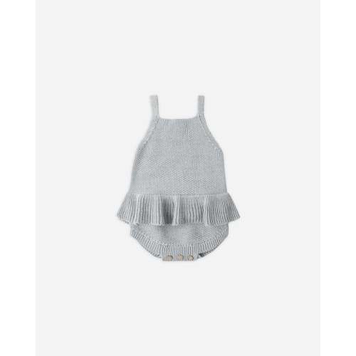 Knit Ruffle Romper Heathered Sky