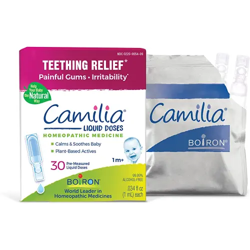 Boiron Camilia Teething Drops for Daytime and Nighttime Relief of Painful or Swollen Gums and Irritability in Babies - 30 Count