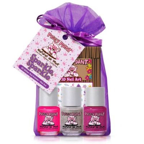 Piggy Paint Nail Polish Set - Sparkle Sparkle: Includes Nail Stickers, Gloss Finish : Target