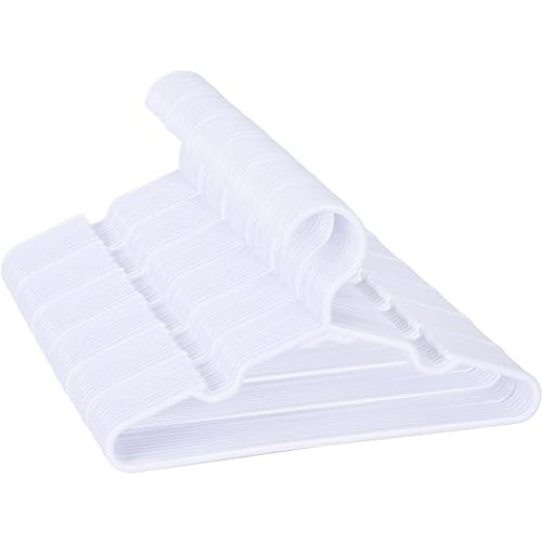 100 Pack White Kids Hangers 11.6 Inch - Baby Clothes Hangers for Toddler & Child, Durable Plastic Children's Hangers for Closet, Pants, Coats, Skirts (Non-Slip, Space-Saving)