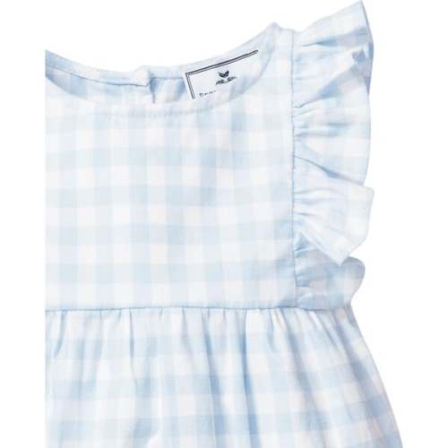 Ruffled Romper, Light Blue Gingham - Petite Plume | Maisonette