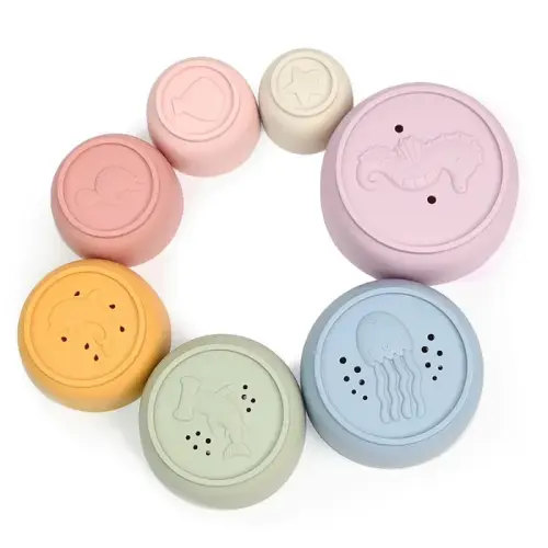 Little Rawr Silicone Stacking Cups Under The Sea | Baby Bunting AU