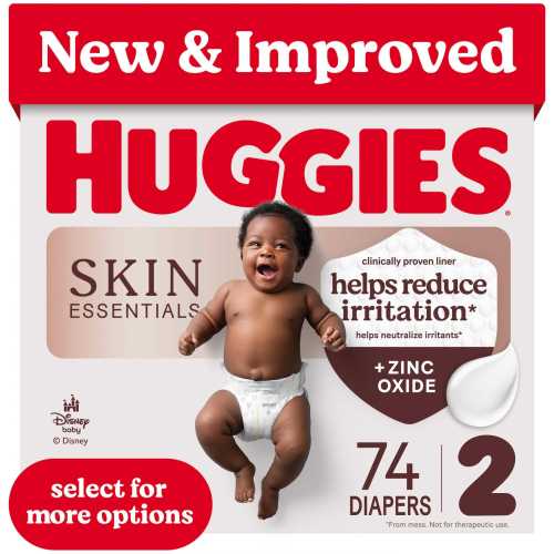 Huggies Skin Essentials Baby Diapers, Size 2 (12-18 lbs), 74 Ct (Select for More Options)